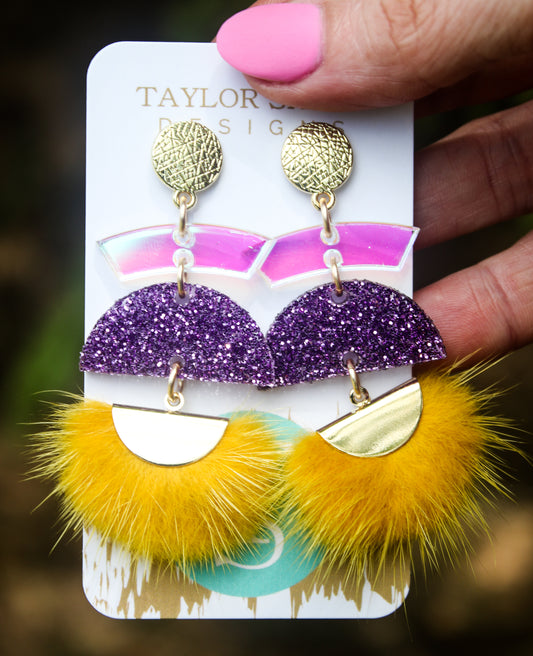 Purple & Gold Pom-Poms