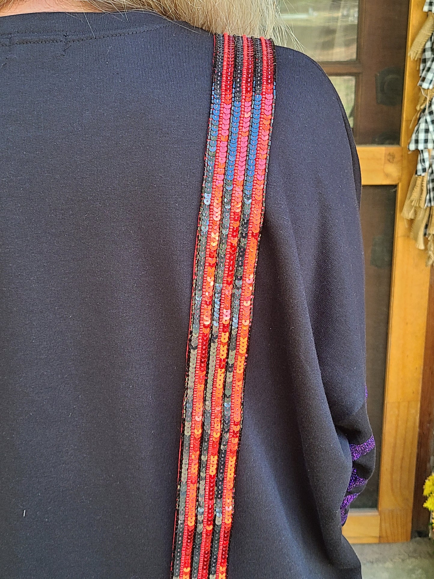 Game Day Sequin Strap -Red & Black