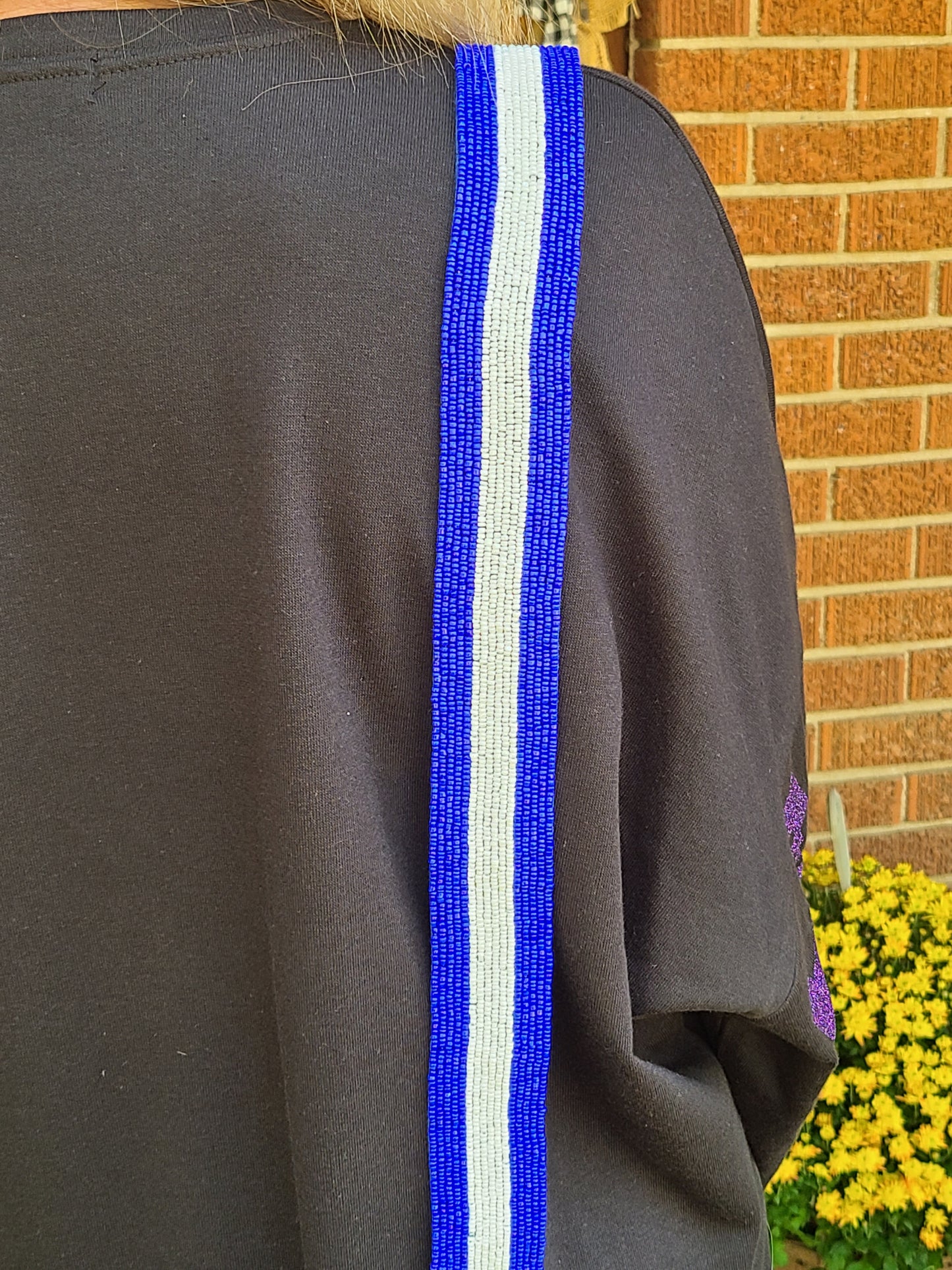 Beaded Purse Strap- Blue & White