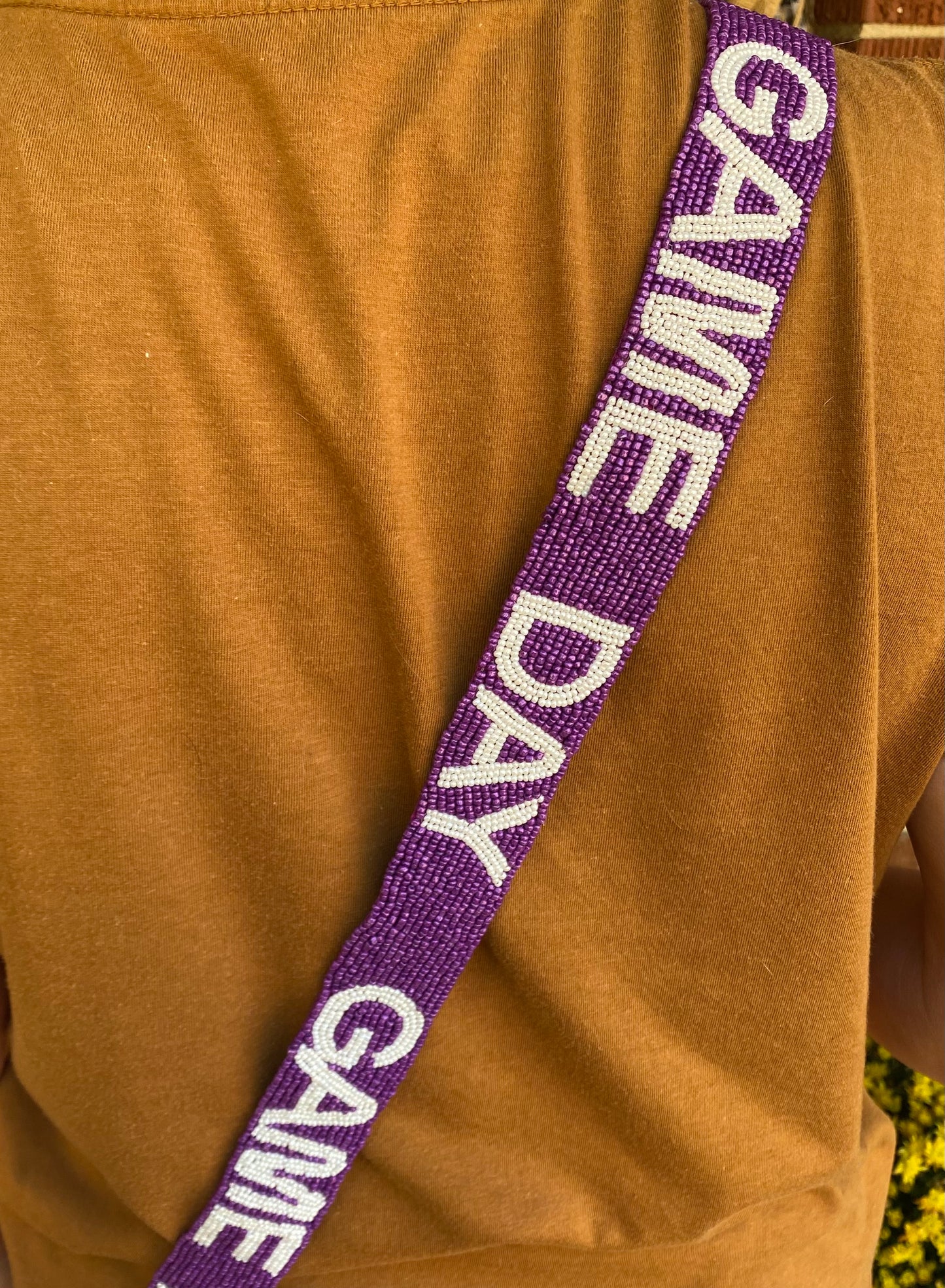 Purple/ White Game Day Purse Strap