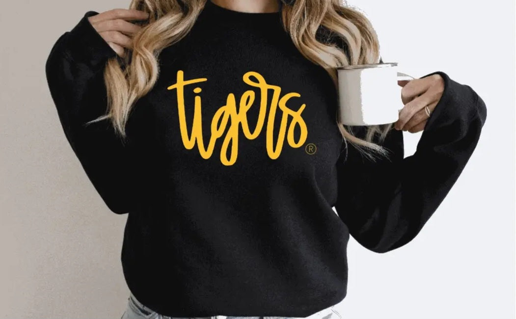 Gold & Black Tigers Puff Sweater